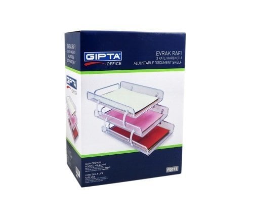 Gıpta Metal Evrak Rafı 3 lü Hareketli Gri F0011