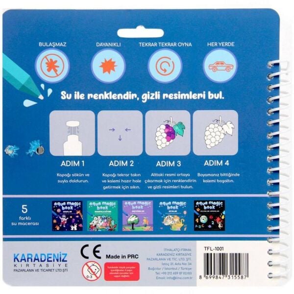 Lino TLF-1001 Aqua Magic Book Sihirli Boyama Kitabı Kıtalar