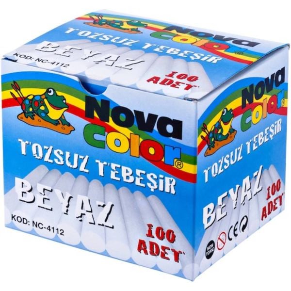 Nova Color Tebeşir 100 Lü Beyaz Tozsuz Nc-4112