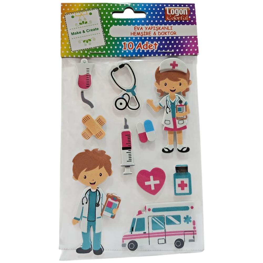 Logon Sticker Yapışkanlı Eva Hemşire ve Doktor 4060