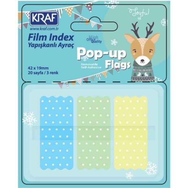Kraf Index Fılm (Pp) 42X19mm Pop-Up 3 Renk 20 Yp Pastel Puantiyeli 4219-2