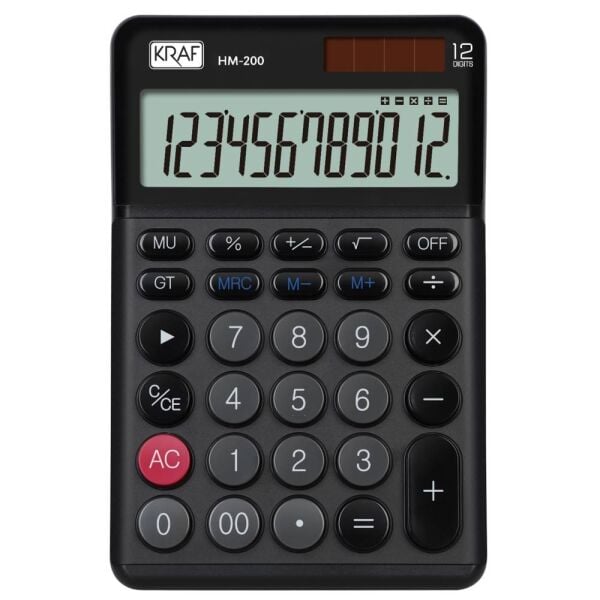 Kraf Hesap Makinesi Masaüstü 12 Hane Hm-200 Bk Siyah