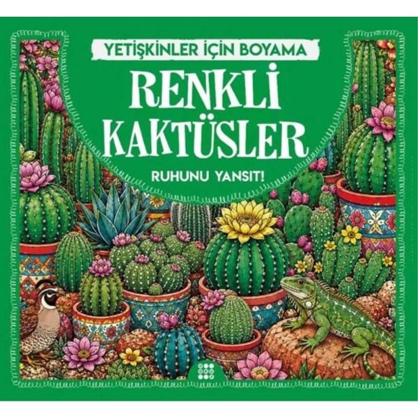 Yetişkinler İçin Boyama Mandala - Renkli Kaktüsler