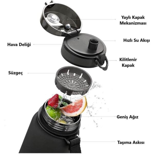 Uzpace 3053-6 Gradient Renk Soft Touch 800 ml Turkuaz Tritan Matara