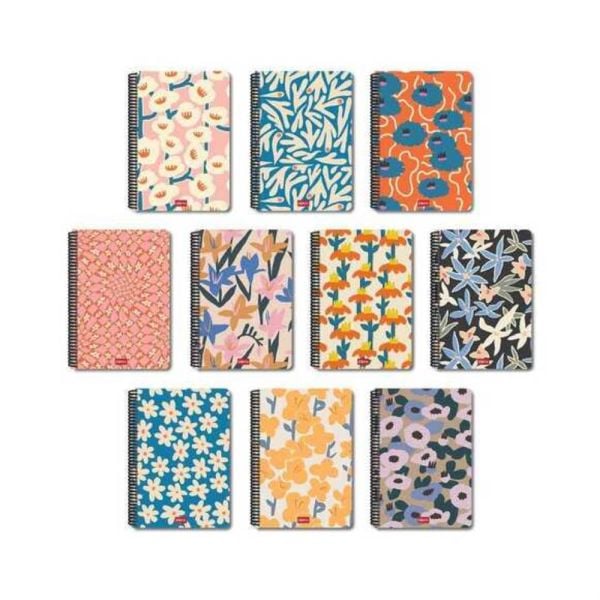Çiçek 16x23 72 Yaprak Kareli Plastik Kapak Spiralli Defter 0650