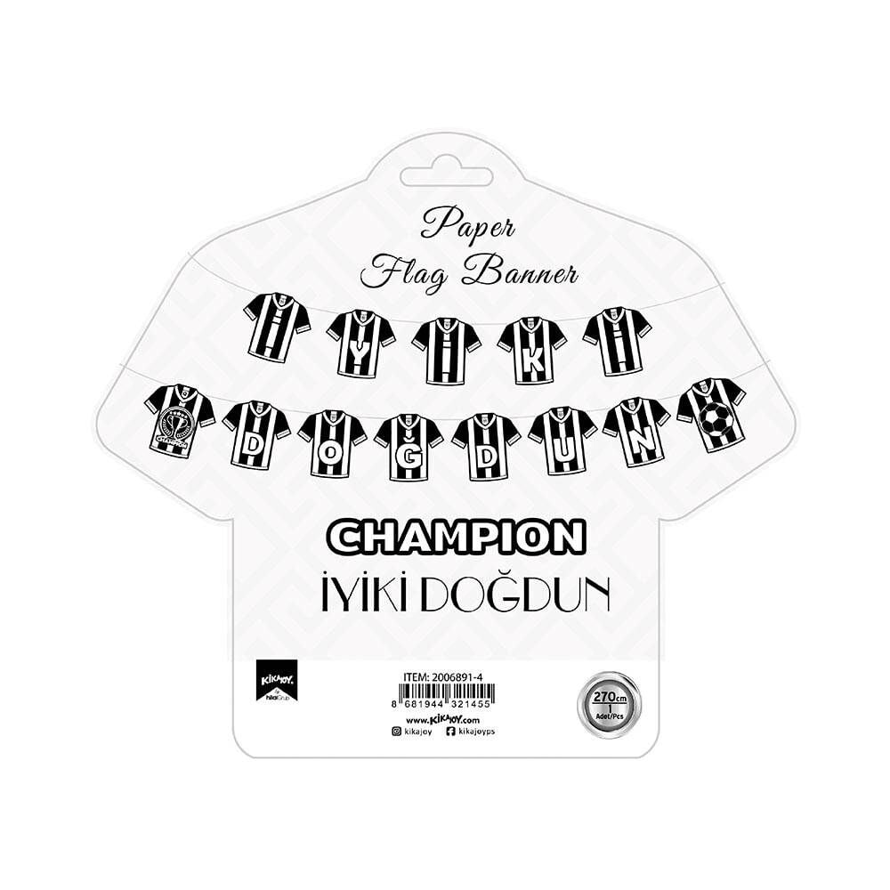 İyi ki Doğdun Harf Afiş Champion Siyah Beyaz