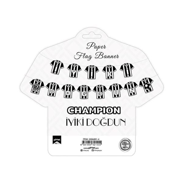 İyi ki Doğdun Harf Afiş Champion Siyah Beyaz