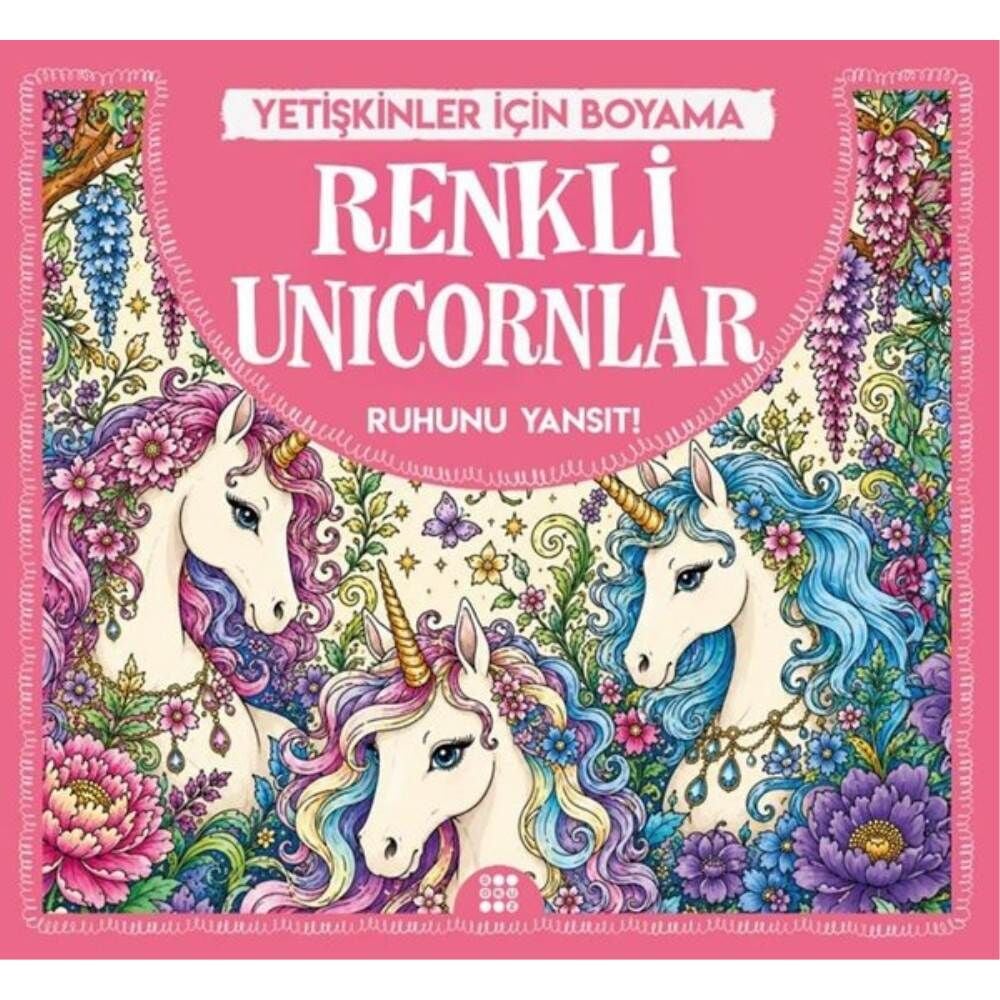 Yetişkinler İçin Boyama Mandala - Renkli Unicornlar