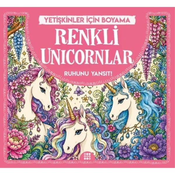 Yetişkinler İçin Boyama Mandala - Renkli Unicornlar