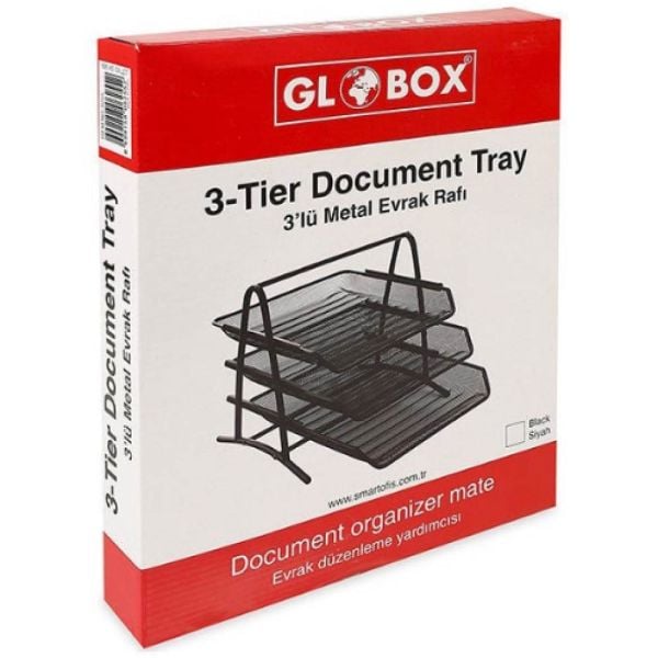 Globox Metal Evrak Rafı 3 lü Siyah 6255