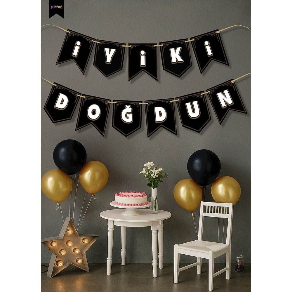İyi ki Doğdun Harf Afiş Siyah