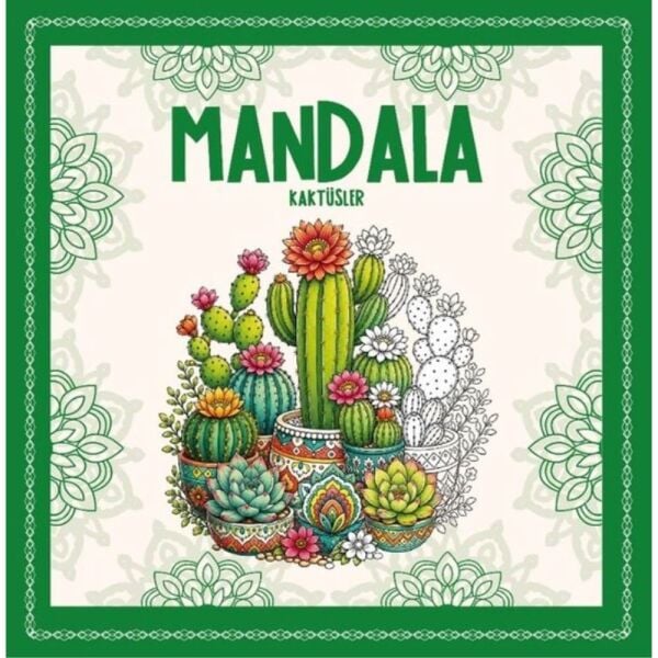 Yetişkinler İçin Boyama Mandala - Kaktüsler