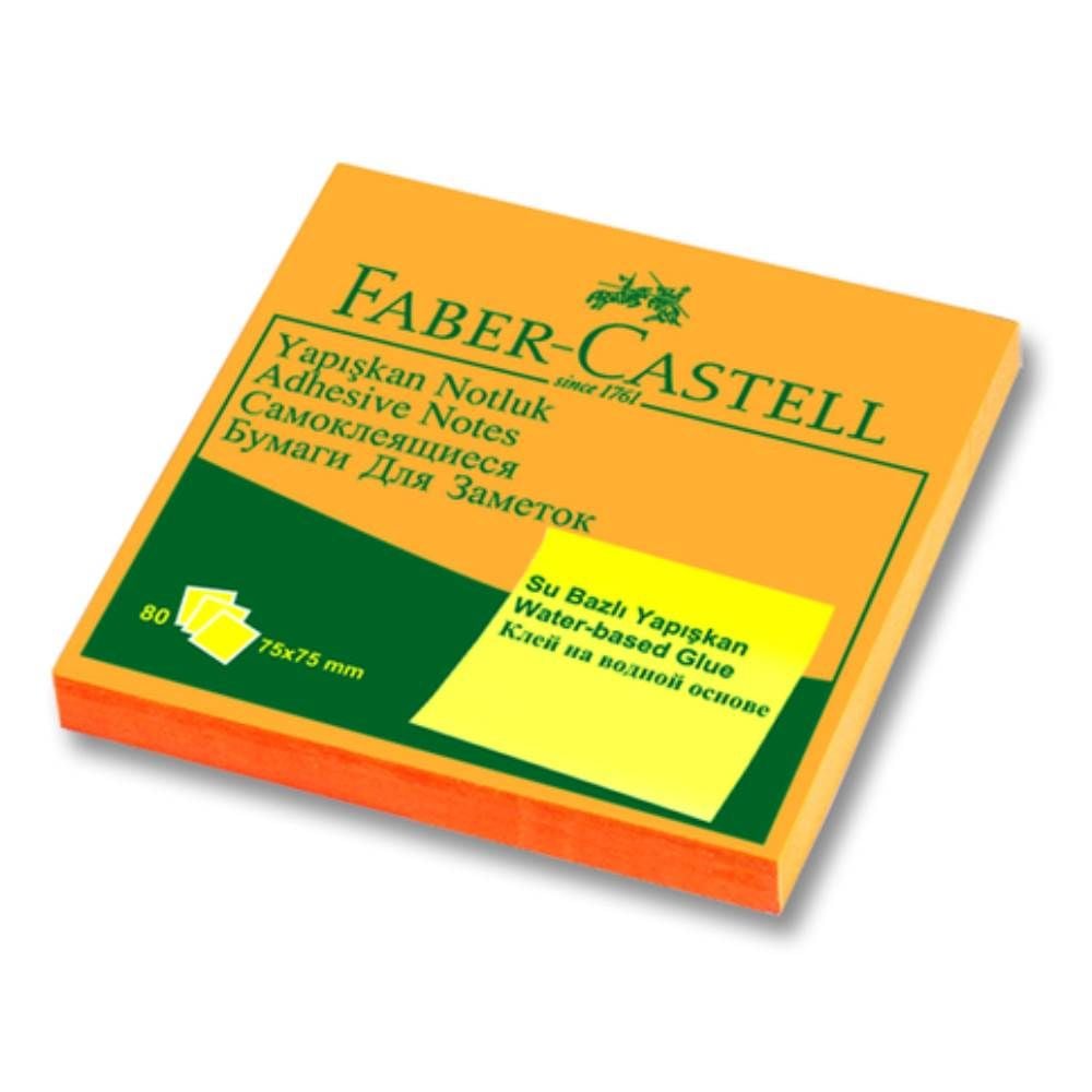 Faber Castell Yapışkanlı Not Kağıdı 75x75 mm Fosforlu Turuncu 565435
