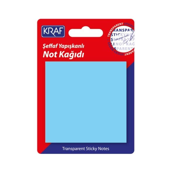 Kraf Yapışkanlı Not Kağıdı 76X76   50 Yp Şeffaf Mavi 7676Tr