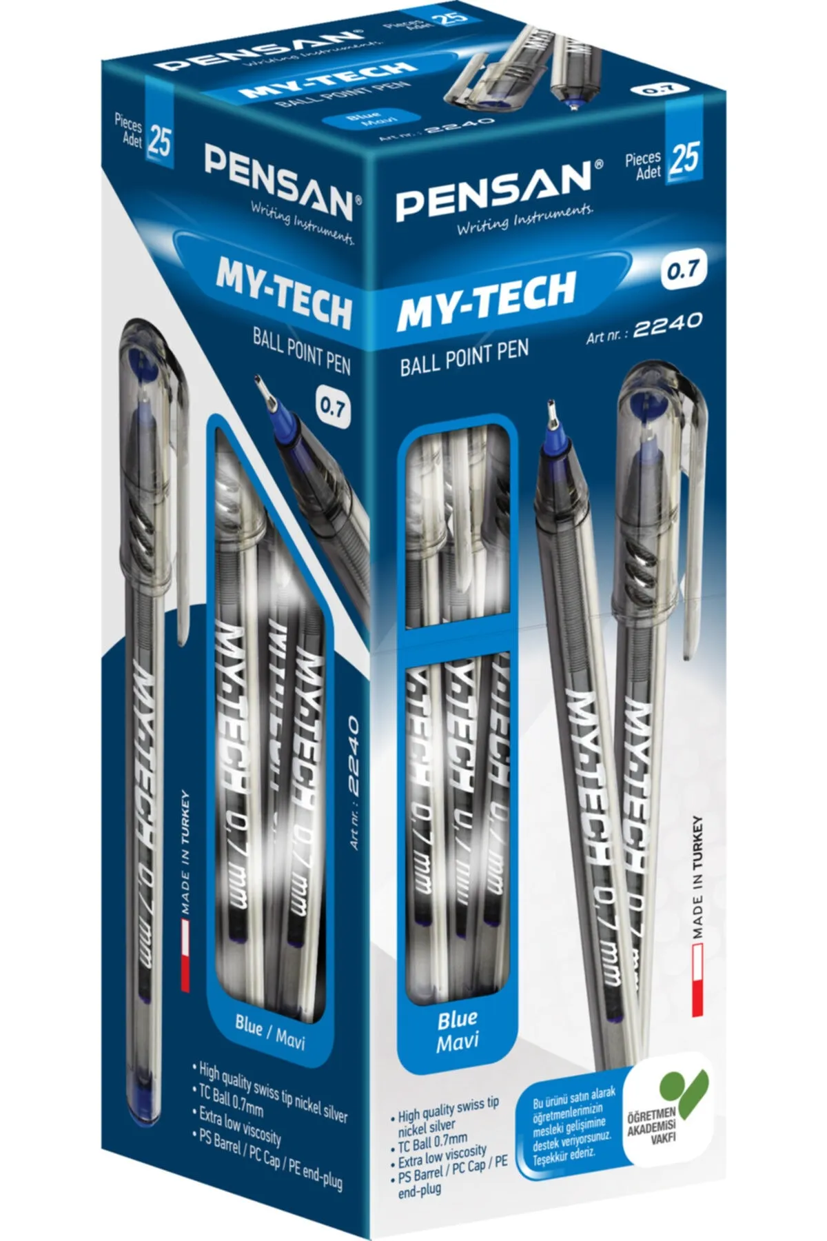 Pensan My Tech 2240 0.7 mm 25'li Mavi Tükenmez Kalem