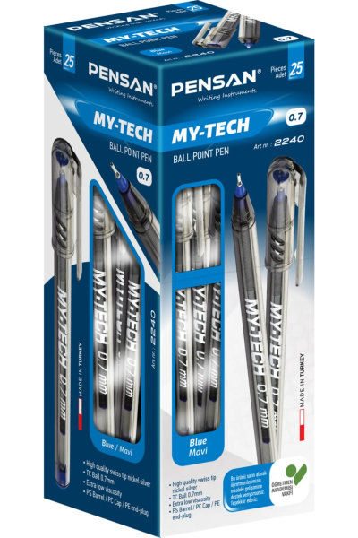 Pensan My Tech 2240 0.7 mm 25'li Mavi Tükenmez Kalem
