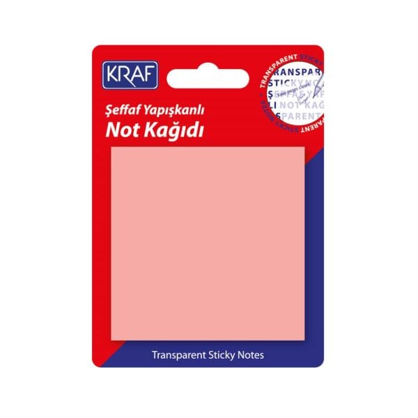 Kraf Yapışkanlı Not Kağıdı 76X76   50 Yp Şeffaf Pembe 7676Tr