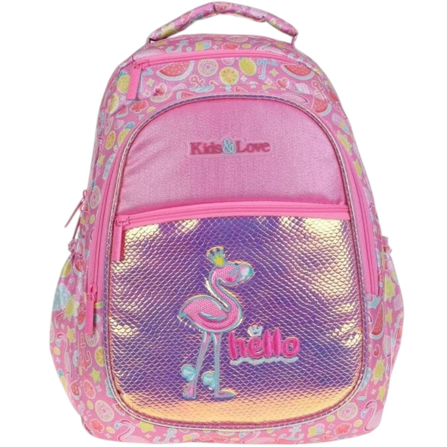 Kaukko Kids Love L5098 Aynalı Taşlı Flamingo İlkokul Çantası