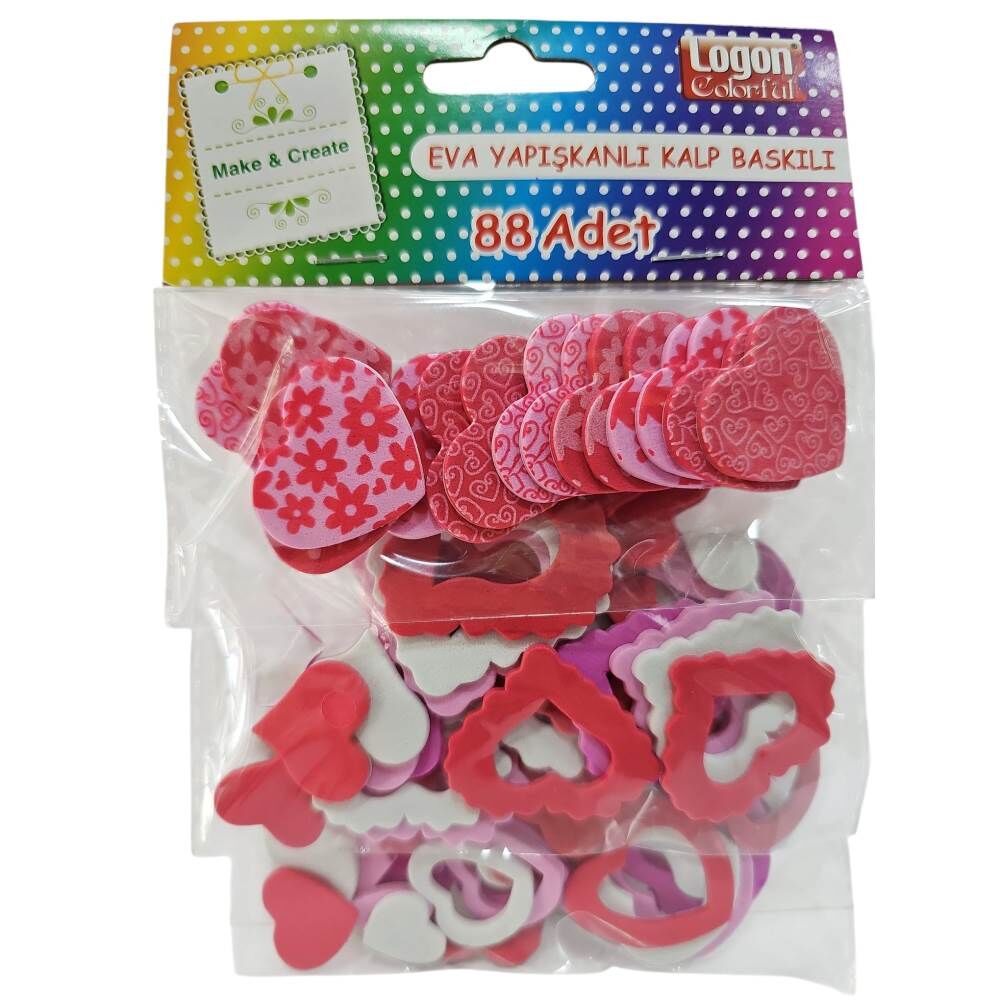 Logon Sticker Yapışkanlı Eva Desenli Kalp 1012
