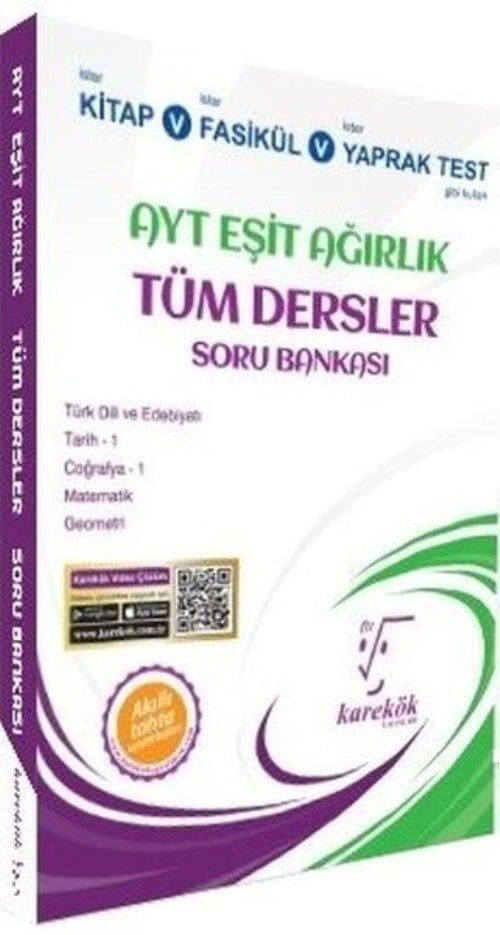 Karekök AYT Eşit Ağırlık Tüm Dersler Soru Bankası