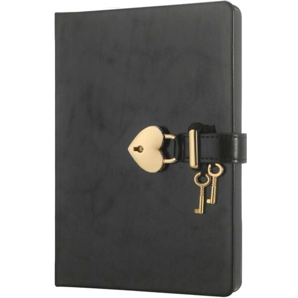 Vj Defter Hush Hush Kilitli Metalik Kutulu 13X18 Cm. 80 Gr. 160 Yp. Düz Siyah 4404