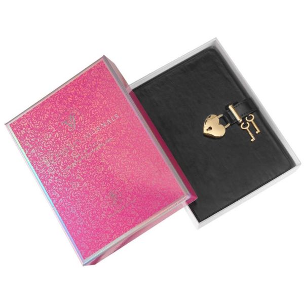 Vj Defter Hush Hush Kilitli Metalik Kutulu 13X18 Cm. 80 Gr. 160 Yp. Düz Siyah 4404