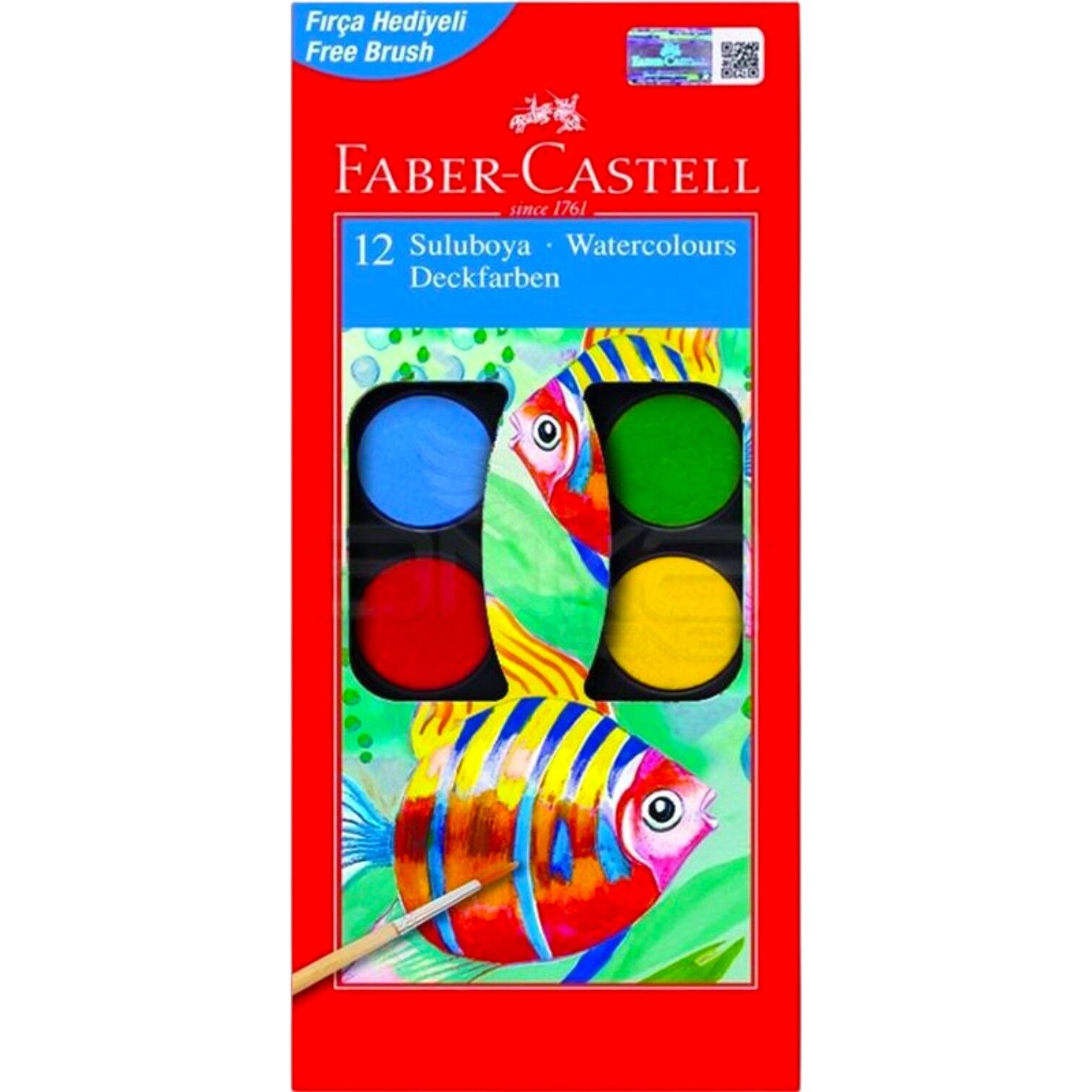 Faber Castell Sulu Boya 12 Renk Büyük 125012