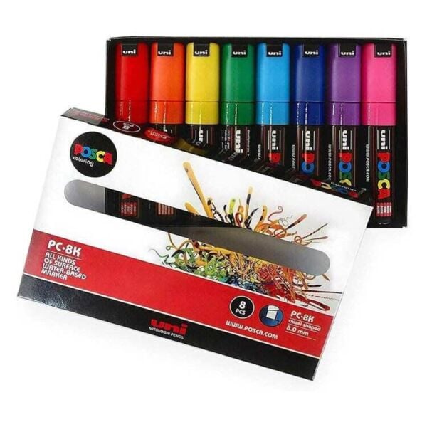 Uniball Posca Boyama Markörü PC-8K 8.0 mm 7+1 Ana Renkler