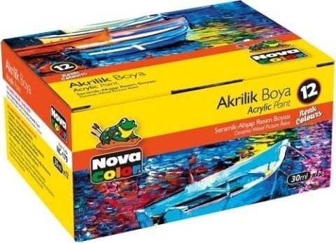 Nova Color Akrilik Boya 12 Renk Şişe NC-179