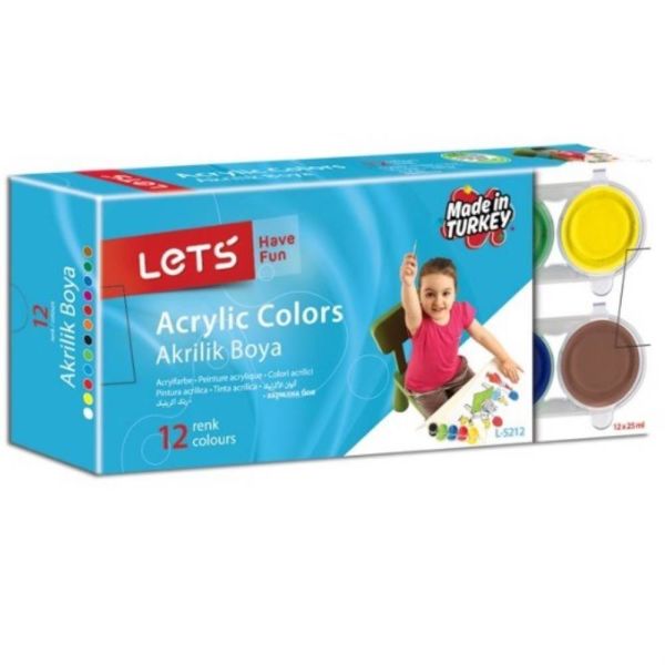 Lets Akrilik Boya 12 Renk 12x25 ml Şişe 5212