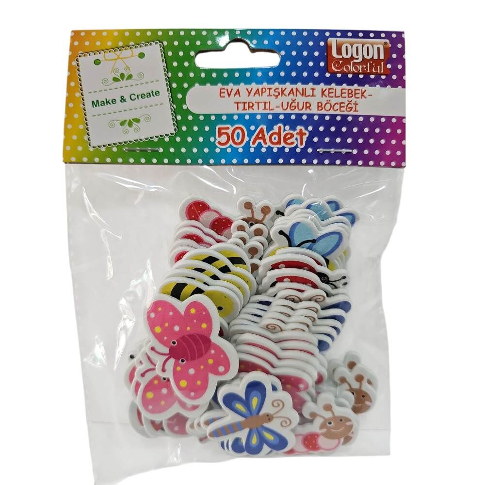 Logon Sticker Yapışkanlı Eva Kelebek Tırtıl Uğur Böceği 4025