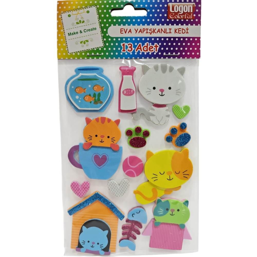 Logon Sticker Yapışkanlı Eva Kedi 4040