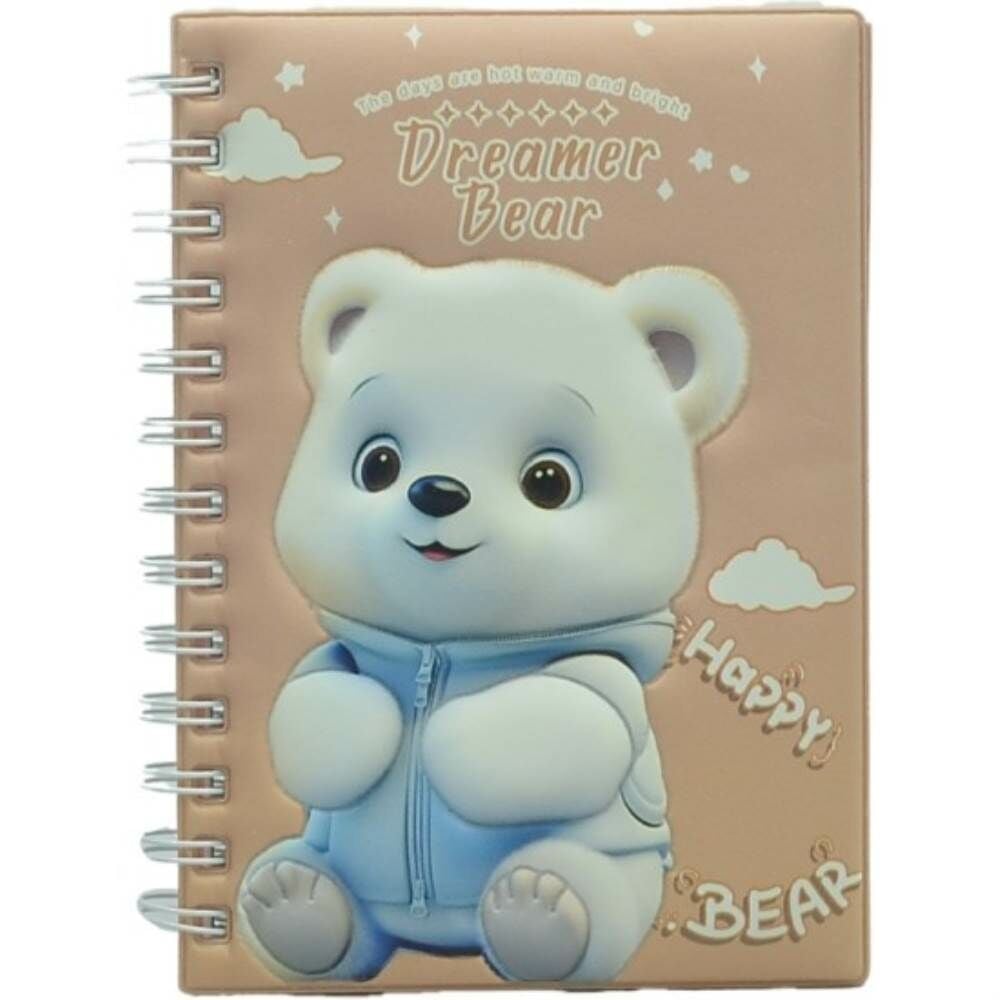 Taros Unic Color Happy Bear Kabartmalı A5 Spiralli not Defteri 7623