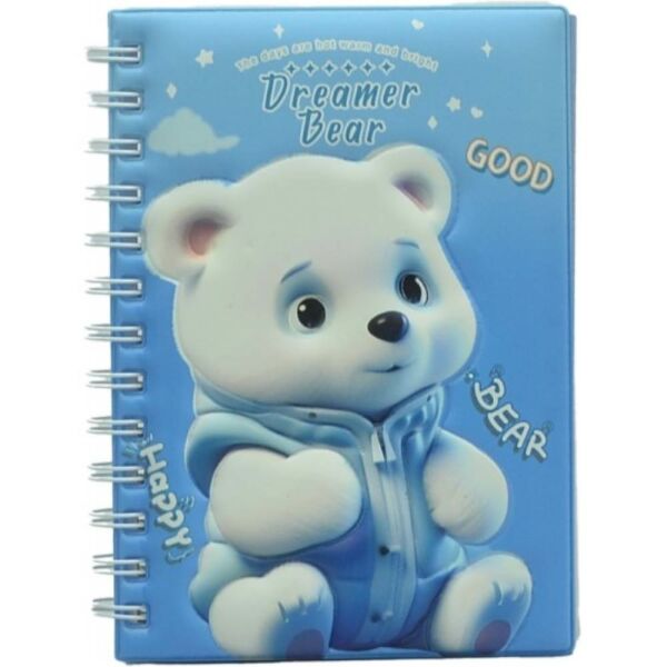 Taros Unic Color Happy Bear Kabartmalı A5 Spiralli not Defteri 7623