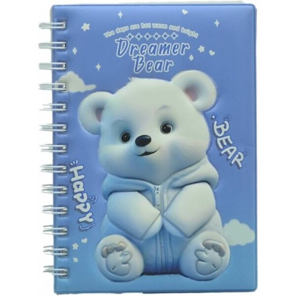 Taros Unic Color Happy Bear Kabartmalı A5 Spiralli not Defteri 7623