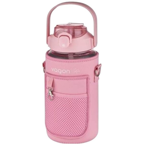 Vagonlife Kılıflı Pipetli Tritan Matara 1500 ml VGN2115 Pembe