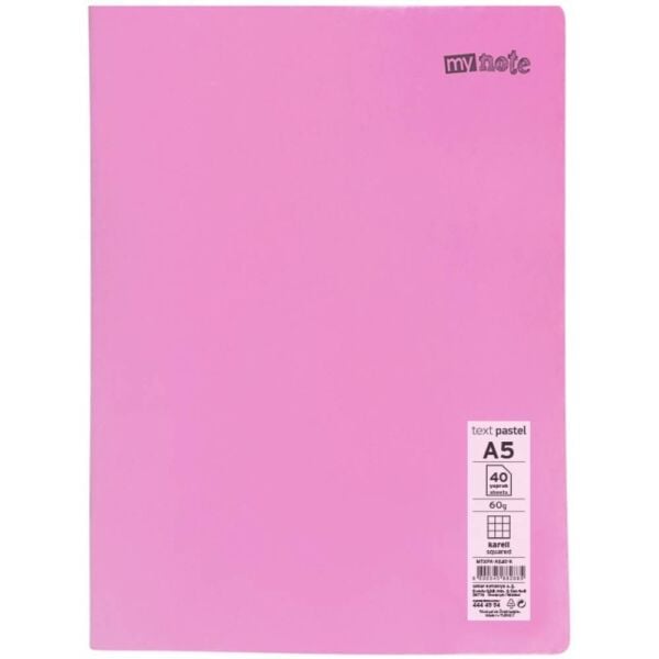 Mynote Defter Text Pastel Pp Kapak Dikişli A5 40 Yp Kareli Mtxpa-A540-K