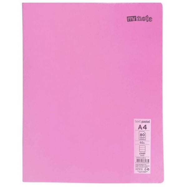 Mynote Defter Text Pastel Pp Kapak Dikişli A4 100 Yp Kareli Mtxpa-A4100-K