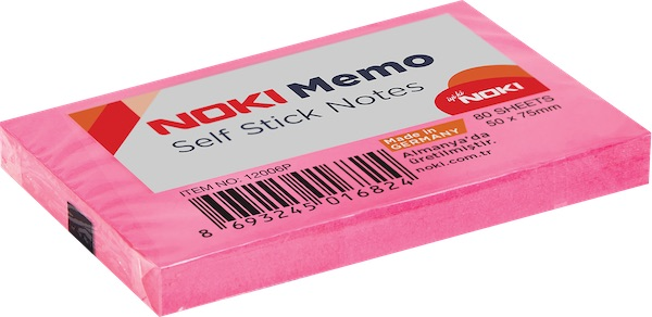 Noki Yapışkanlı Not Kağıdı 50x75 mm 80 Yaprak Pembe 12006