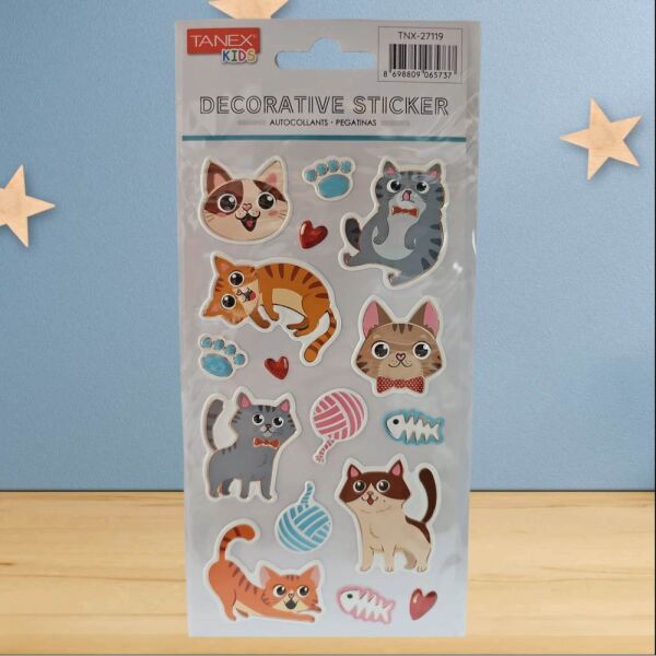 Tanex Sticker Pufy Oyuncu Kedi Serisi 27119