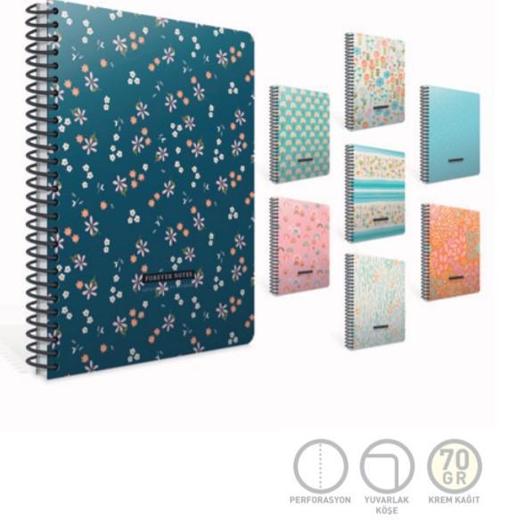 Forever A4 100 Yaprak Kareli Karton Kapak Spiralli Defter 4365