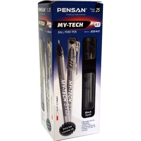 Pensan My Tech 2240 07 mm 25 li Siyah Tükenmez Kalem