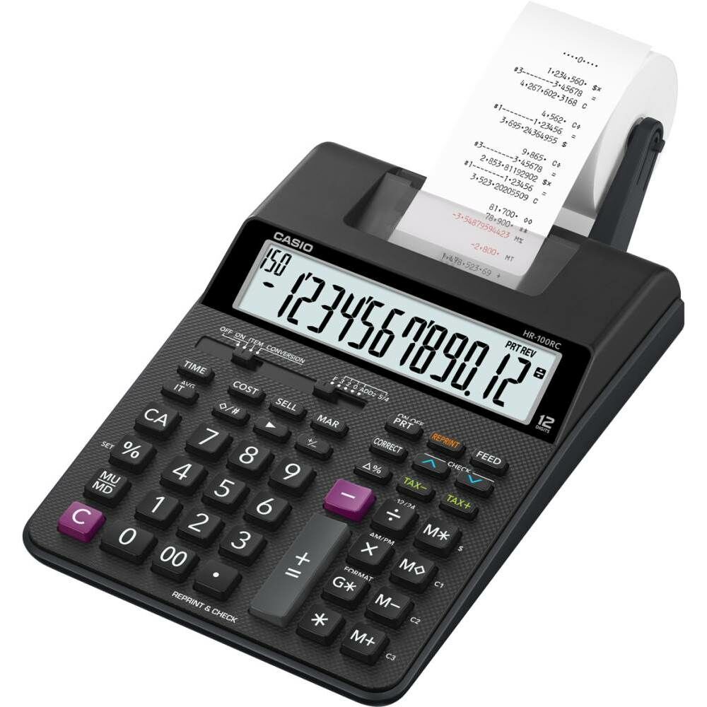 Casio HR-100RC-BK-DC 12 Hane Şeritli Hesap Makinesi