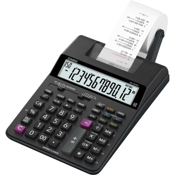 Casio HR-100RC-BK-DC 12 Hane Şeritli Hesap Makinesi