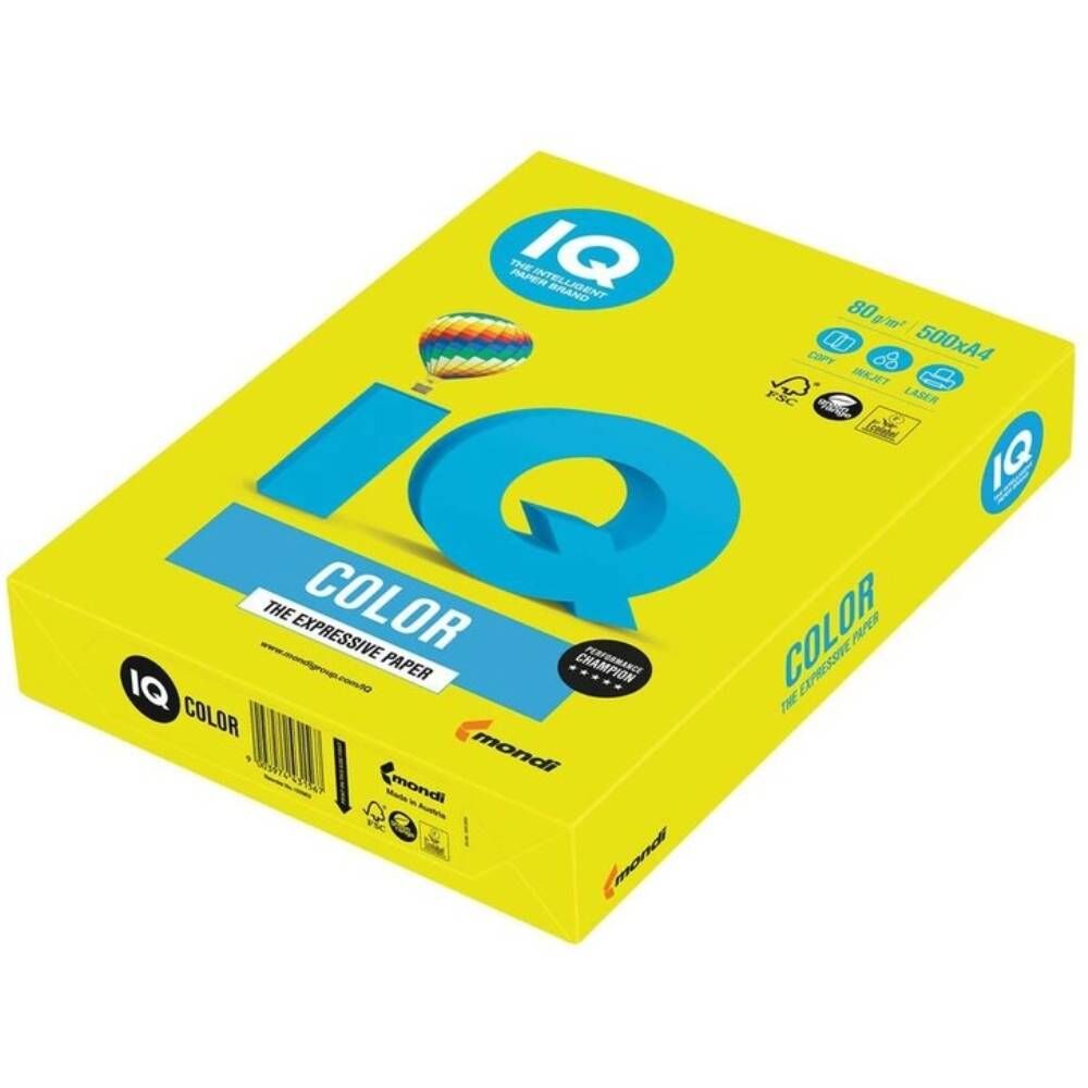 Iq Renkli Fotokopi Kağıdı 500 Lü A4 80 G/M² Fosforlu Sarı Ne1352-Neogb