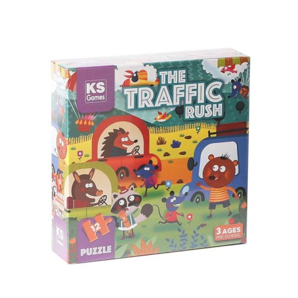 The Traffic Rush Pre School Jumbo Çocuk Puzzle 12 Parça 32702