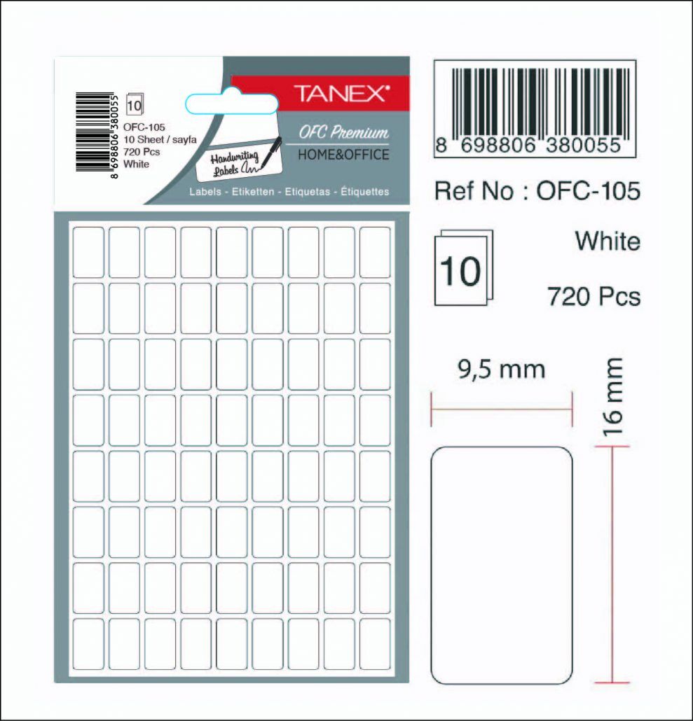 Tanex Ofis Etiketi Ofc-105 Beyaz