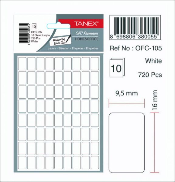 Tanex Ofis Etiketi Ofc-105 Beyaz