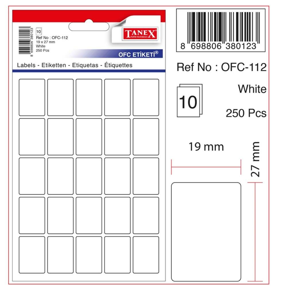 Tanex Ofis Etiketi Ofc-112 Beyaz