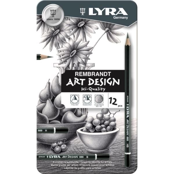 Lyra Kurşun Kalem Dereceli Rembrandt Art Desıgn 12 Li Metal Kutu L1111120